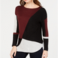 INC International Concepts Women's Colorblocked Sweater Wine Size Petite Large