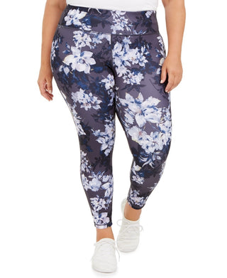 Ideology Women's Plus Botanic Printed Leggings Blue Size 2X