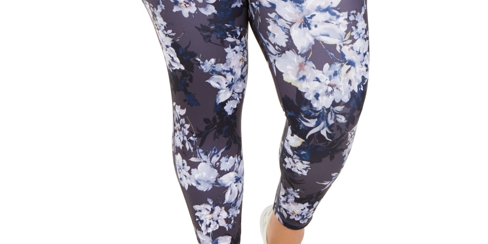 Ideology Women's Plus Botanic Printed Leggings Blue Size 2X