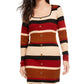 Ultra Flirt Junior's Sheath Rib Knit Stripe Sweater Dress Beige Size XX-Small