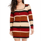 Ultra Flirt Junior's Sheath Rib Knit Stripe Sweater Dress Beige Size XX-Small