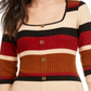 Ultra Flirt Junior's Sheath Rib Knit Stripe Sweater Dress Beige Size XX-Small