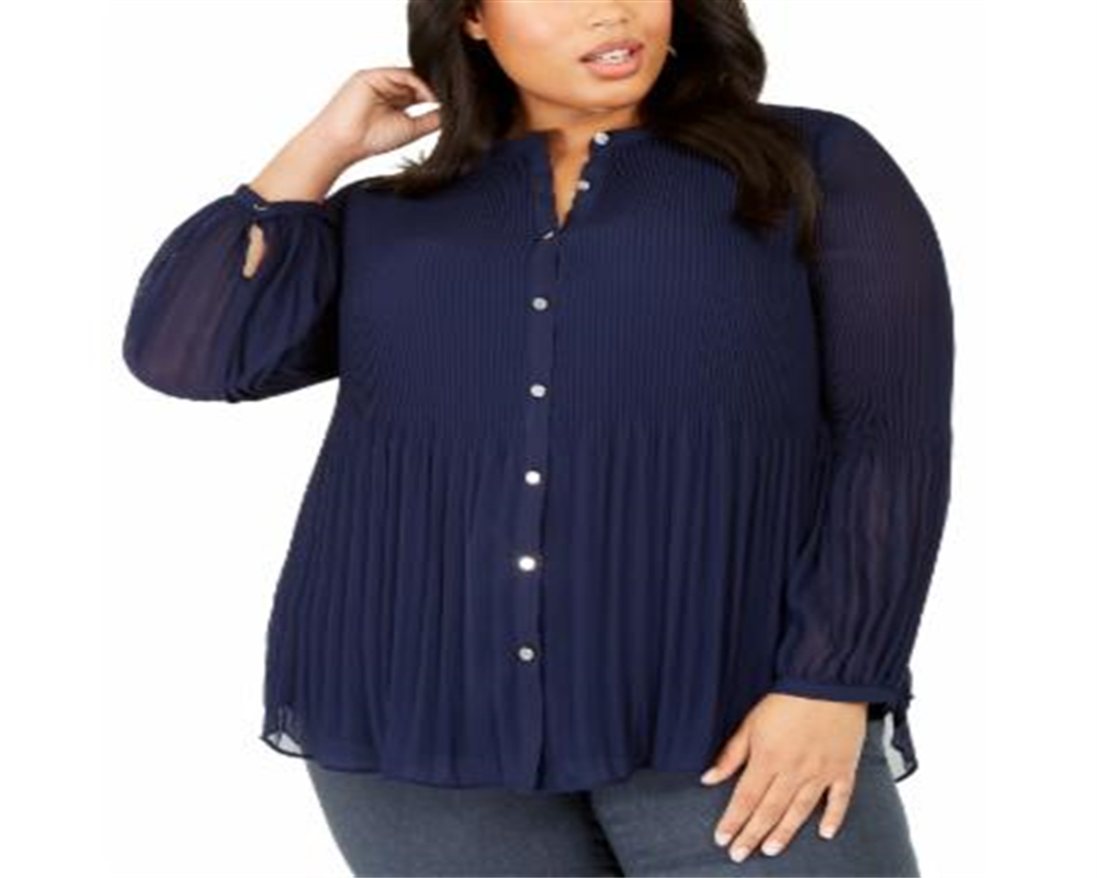 Alfani Women's Plus Pleated Completer Navy Size -0X