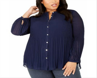 Alfani Women's Plus Pleated Completer Navy Size -0X