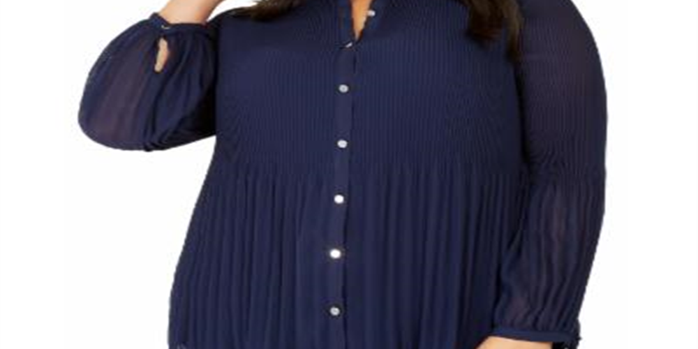 Alfani Women's Plus Pleated Completer Navy Size -0X