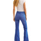 Free People Women's Zippered Pocketed Flare Jeans Blue Size 29