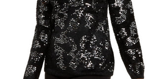 Alfani Women's Embellished Eyelash Sweater Black Size Medium