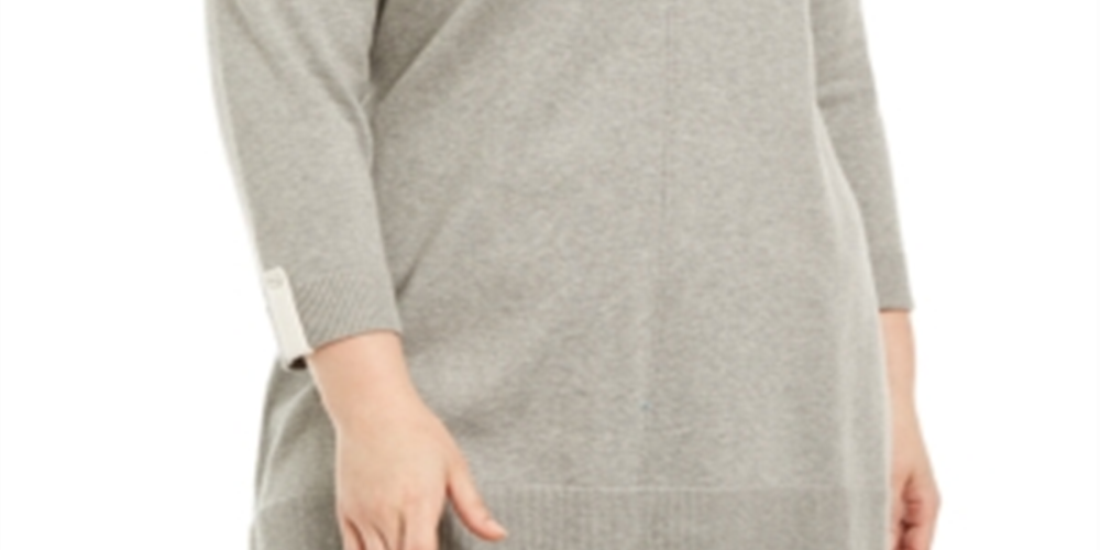 Karen Scott Women's Plus Cotton Roll Neck Sweater Gray Size 0X