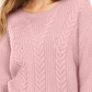 Crave Fame Women's Lace-Up Back Cable Sweater Pink Size X-Small