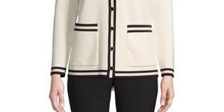 Anne Klein Women's Ivory Long Sleeve Sweater White Size Medium