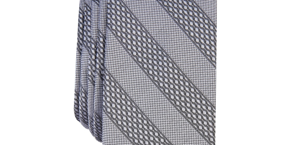 INC International Concepts Men's Skinny Textured Stripe Tie Gray Size Regular