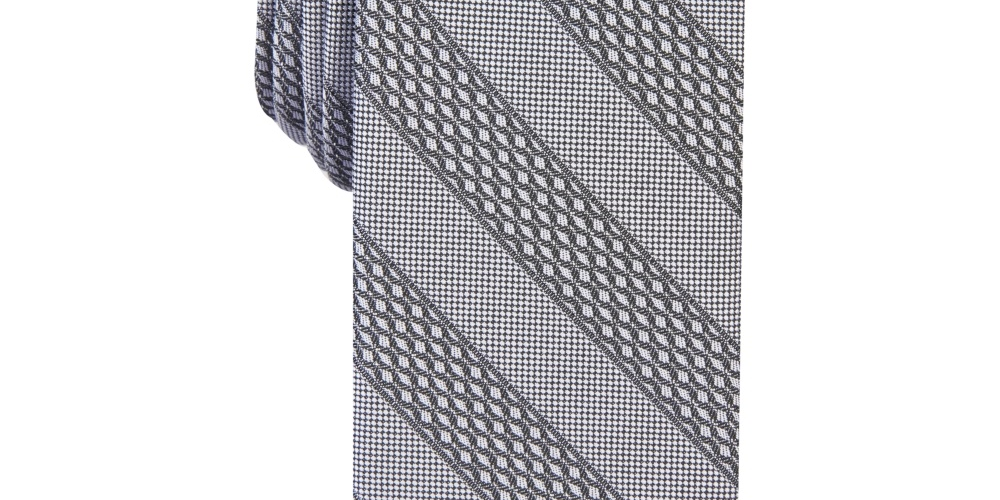 INC International Concepts Men's Skinny Textured Stripe Tie Gray Size Regular