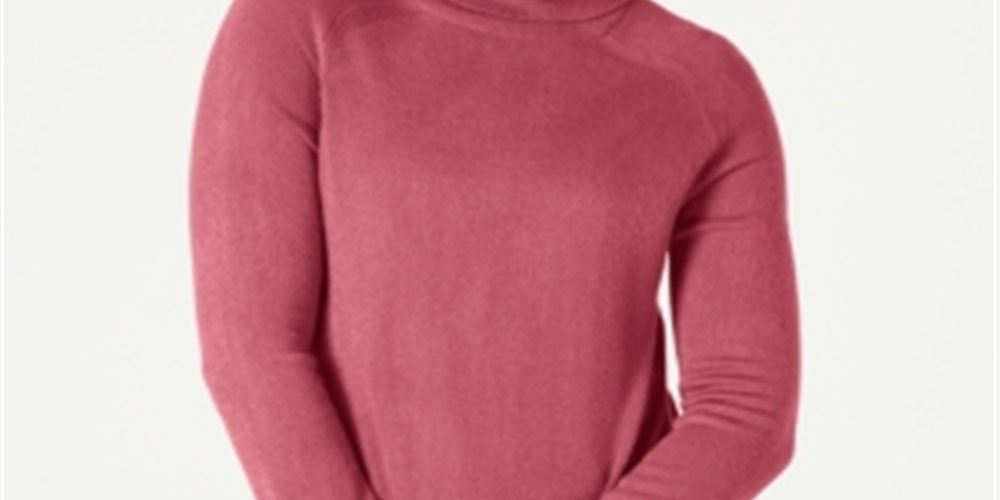 Karen Scott Women's Ribbed Long Sleeve Turtle Neck Sweater Pink Size Petite Small