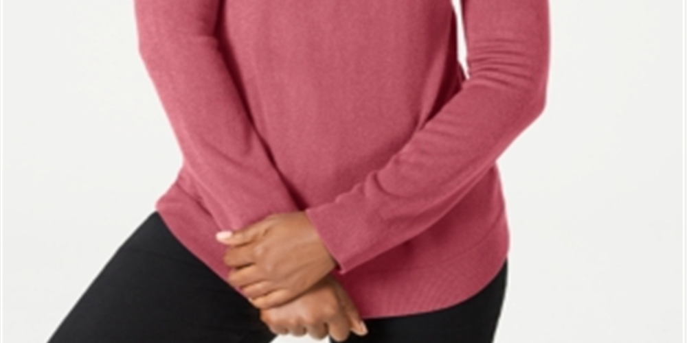 Karen Scott Women's Ribbed Long Sleeve Turtle Neck Sweater Pink Size Petite Small