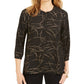 JM Collection Women's Printed Pleated-Back Blouse Black Size Large