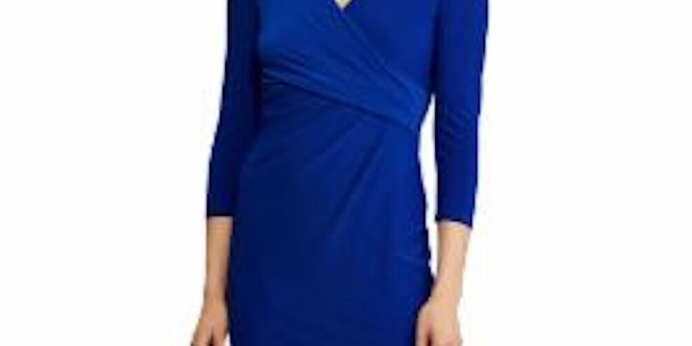 Ralph Lauren Women's Long Sleeve Above the Knee Dress Blue Size 10 Petite