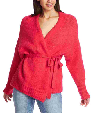 1.STATEWomen's Belted Long-Sleeve Cardigan Sweater Pink Size X-Large