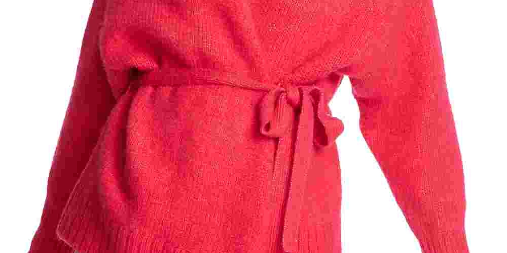 1.STATEWomen's Belted Long-Sleeve Cardigan Sweater Pink Size X-Large