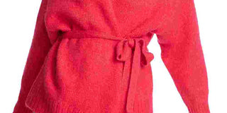 1.STATEWomen's Belted Long-Sleeve Cardigan Sweater Pink Size X-Large