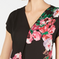 INC International Concepts Women's Petite Floral-Print V-Neck Top Black Size PM