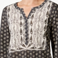 Style & Co Women's Printed Peasant Top Black- Cream Size Petite M