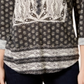 Style & Co Women's Printed Peasant Top Black- Cream Size Petite M