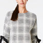 Charter Club Plaid Bow-Sleeve Top Black Size XX-Large