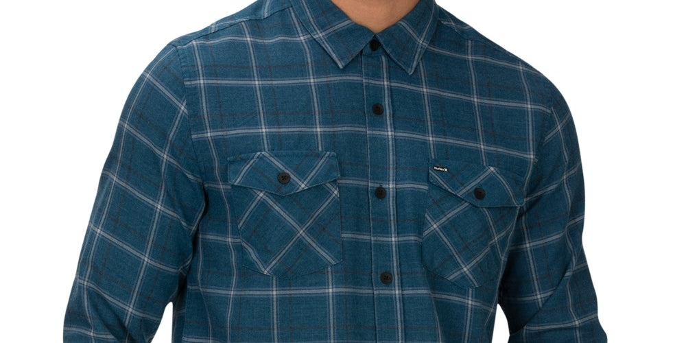 Hurley Men's Pitfire Plaid Shirt Blue Size Small