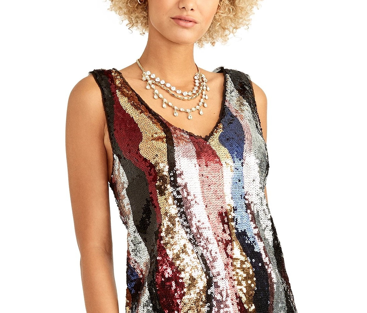 Rachel Roy Women's Veda Sequin Top Pink Size X-Large