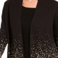 Jm Collection Women's Ombre Jacquard Coatigan Black Size Petite Large