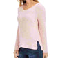 Style & Co Women's Ribbed V-Neck Cotton Sweater Pink Size X-Small