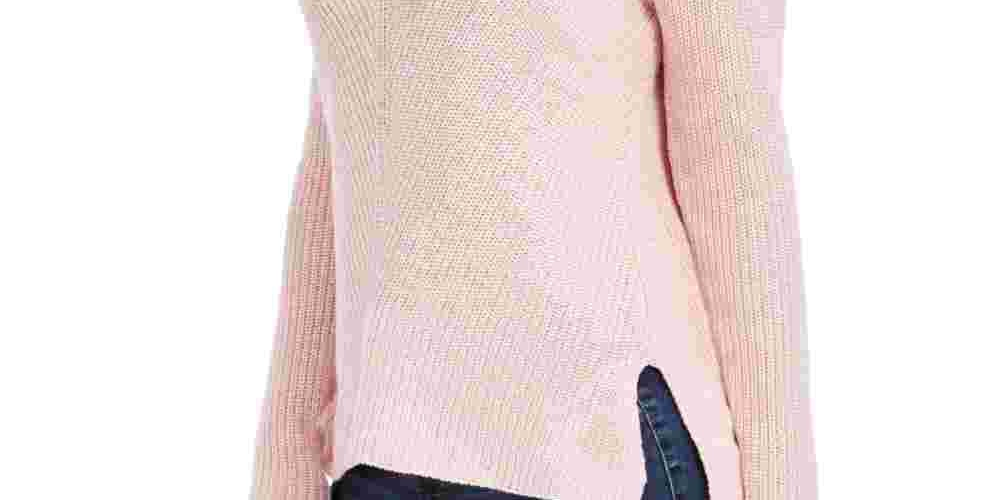 Style & Co Women's Ribbed V-Neck Cotton Sweater Pink Size X-Small