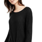 INC International Concepts Women's Petite Ribbed-Knit Tie-Hem Sweater Black Size 44