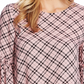 CeCe Women's Elegant Plaid Puff Lantern-Sleeve Top Red Size Large