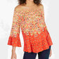 Style & Co Women's Printed Off-The-Shoulder Top  Orange Size Medium