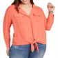 INC International Concepts Women's Plus Tie Front Blouse Orange Size 0X