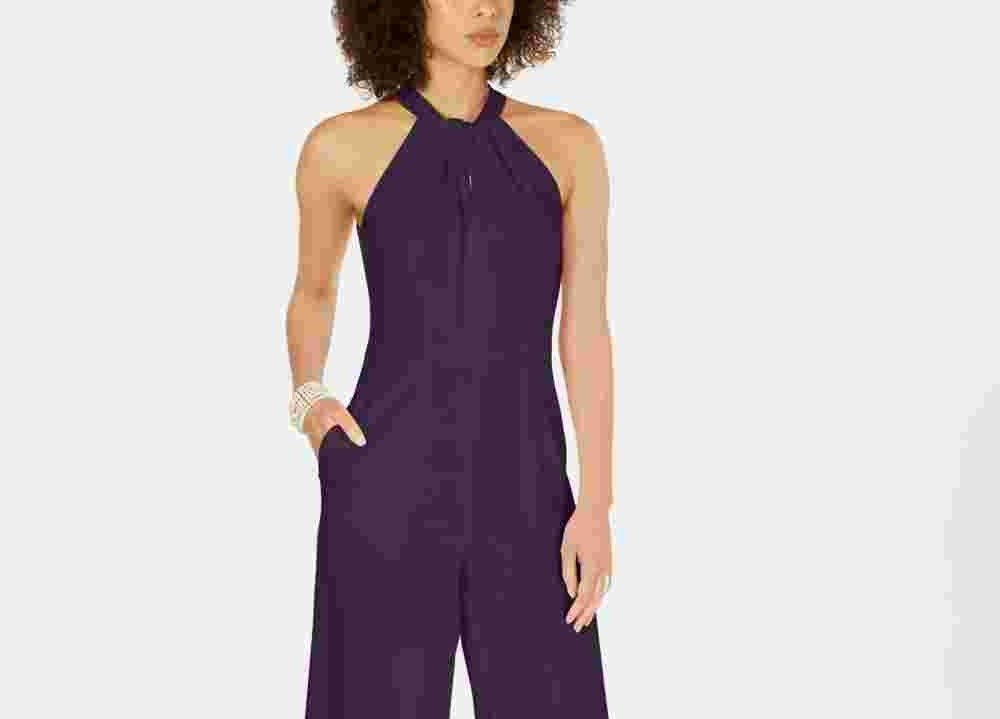 Julia jordan Women's Twist-Front Halter Jumpsuit Purple Size 6