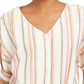 Style & Co Women's Striped Tie-Front V-Neck Top  Pink Size Small