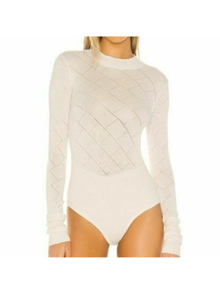 Free People Women's Whats the Pointelle Bodysuit White Size Medium