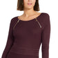 INC International Concepts Women's Zip-Detail Fit & Flare Sweater Dress Red Size X-Large