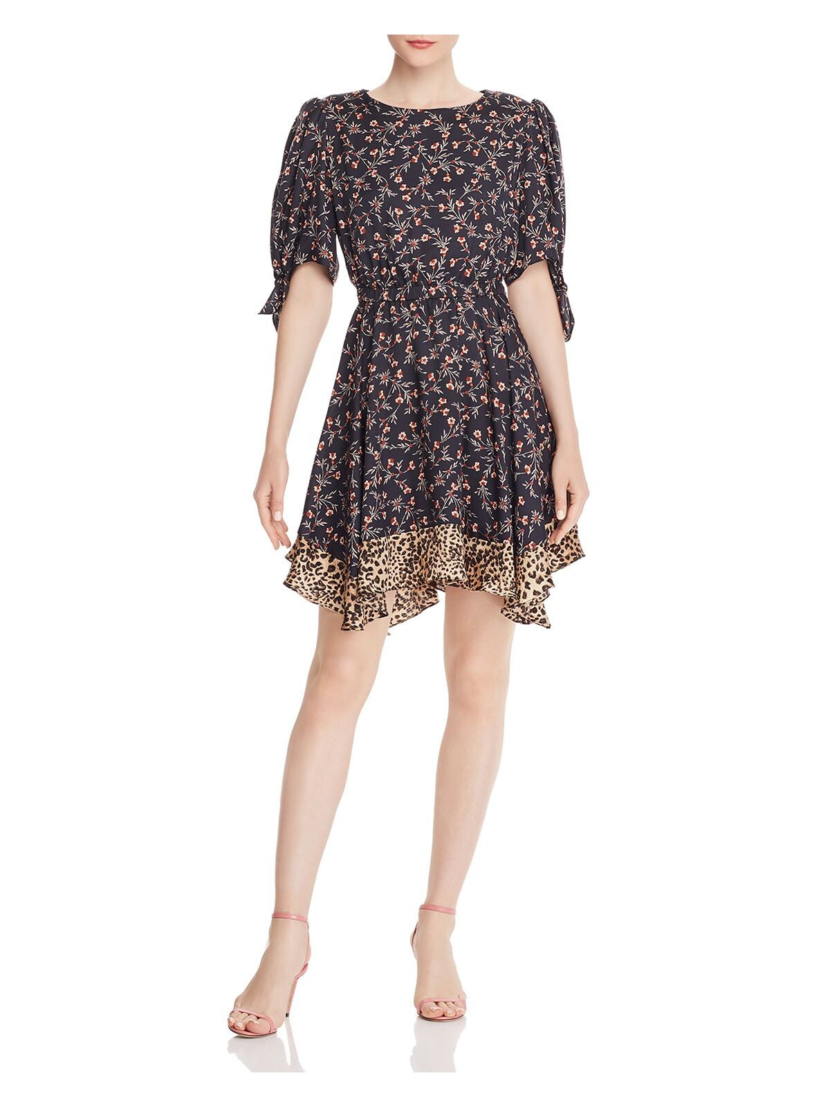 Rebecca Taylor Women's 3/4 Sleeve Above the Knee Dress Black Size X-Small