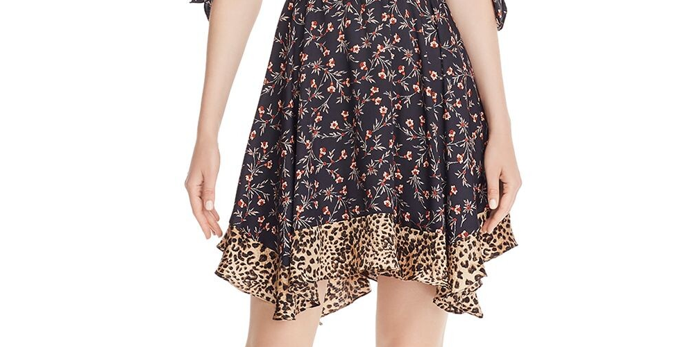 Rebecca Taylor Women's 3/4 Sleeve Above the Knee Dress Black Size X-Small