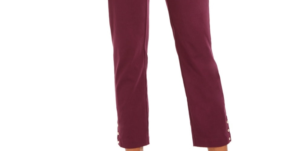 NY Collection Women's Straight Leg Pull On Pants Purple Size Petite Large