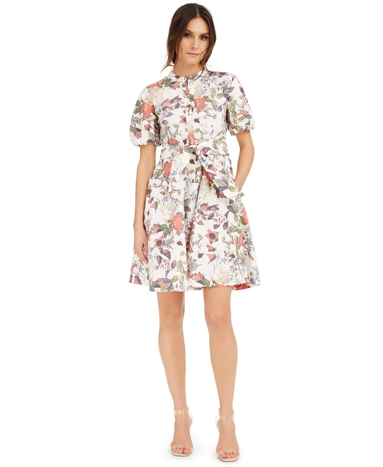 INC International Concepts Women's Cotton Floral Print Midi Dress White Size X-Large