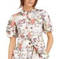 INC International Concepts Women's Cotton Floral Print Midi Dress White Size X-Large