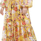 INC International Concepts Women's Printed Peasant Maxi Dress Yellow Size X-Small
