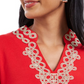 Charter Club Women's Printed 3/4 Sleeve Keyhole Top Red Size Petite Small