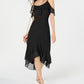 INC International Concepts Women's Solid Cold Shoulder Midi Dress Black Size 0