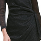 Tommy Hilfiger Women's Sheath Metallic Wrap Skirt Black Dress Black Size 8 Petite