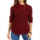 Style & Co Women's Envelope Neck Sweater Red Size Petite M